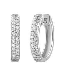 DiamondMuse 0.25 Carat Diamond Hoop Earrings in Sterling Silver for Women