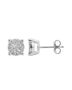 DiamondMuse 0.25 Carat T.W. Diamond Sterling Silver Cluster Stud Earrings for Women