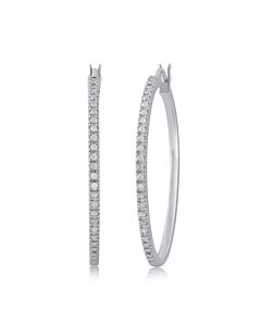 DiamondMuse 0.25 Carat T.W. Diamond Sterling Silver Hoop Earrings for Women