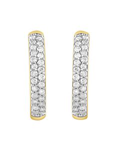DiamondMuse 0.25 Carat Yellow Gold Plated Sterling Silver Diamond Huggies Earrings for Women