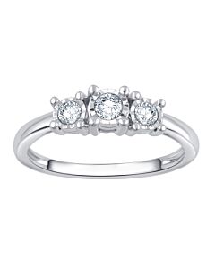 DiamondMuse 0.25 cttw Sterling Silver 3 Stone Diamond Engagement Ring for Women (I-J, I2-I3)