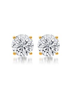 DiamondMuse 0.50 Carat T.W. Round White Diamond Women's Stud Earrings in Yellow over Sterling Silver (I-J, I2-I3)