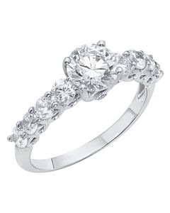DiamondMuse 0.75 Carat T.G.W. Round-Cut CZ and Swarovski Crystal White Engagement Ring for Women in Sterling Silver