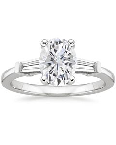 DiamondMuse 0.88 cttw Oval Swarovski Diamond Women's Engagement Ring in Sterling Silver