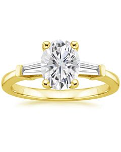 DiamondMuse 0.88 cttw Yellow Gold Plated Over Sterling Silver Oval Swarovski Diamond Engagement Ring