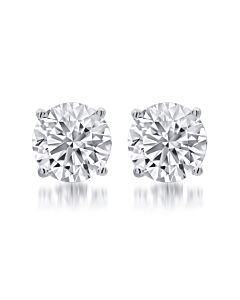 DiamondMuse 1.00 Carat T.W. Round White Diamond Sterling Silver Stud Earrings for Women