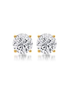 DiamondMuse 1.00 Carat T.W. Round White Diamond Yellow Gold over Sterling Silver Stud Earrings for Women