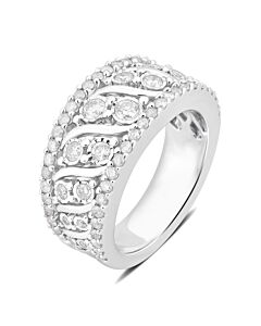 DiamondMuse 1.00 cttw Diamond Broad Band Anniversary Ring in Sterling Silver (I-J, I2-I3)