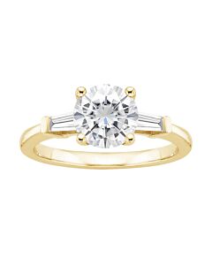 DiamondMuse 1.00 cttw Yellow Gold Plated Over Sterling Silver Round Swarovski Diamond Engagement Ring