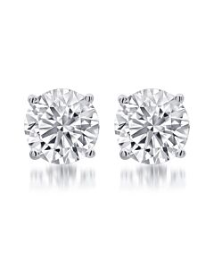 DiamondMuse 1.25 Carat T.W. Round White Diamond Sterling Silver Stud Earrings for Women