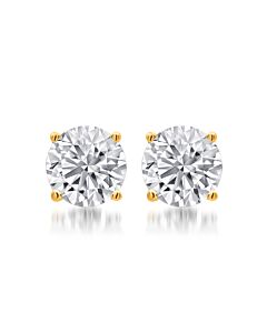 DiamondMuse 1.25 Carat T.W. Round White Diamond Yellow Gold over Sterling Silver Stud Earrings for Women