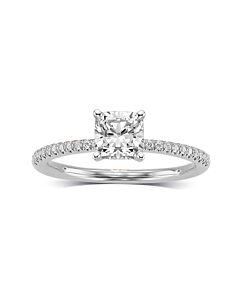 DiamondMuse 1.40 cttw Cushion Cut Swarovski Diamonds White Solitaire Engagement Ring in Sterling Silver
