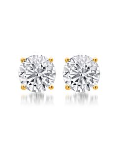 DiamondMuse 1.50 Carat T.W. Round White Diamond Yellow Gold over Sterling Silver Stud Earrings for Women