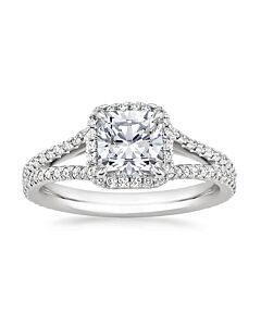 DiamondMuse 1.50 cttw Cushion Cut Swarovski Diamond Split Shank Sterling Silver Engagement Ring for Women