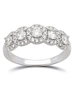 DiamondMuse 1.50 cttw Round Swarovski 5 Stone Engagement Ring in Sterling Silver