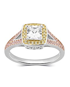 DiamondMuse 1.65 Carat T.W. Created Multi Cubic Zirconia Women's Engagement Ring in Sterling Silver