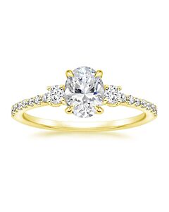 DiamondMuse 1.75 cttw Oval Swarovski Sterling Silver Gold Tone Engagement Ring in Sterling Silver