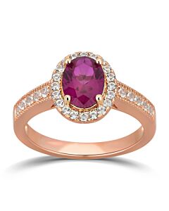 DiamondMuse 1.90 cttw Created Ruby and White Sapphire Women's Halo Engagement Ring in Sterling Silver