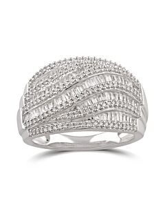 DiamondMuse 1 Carat T.W. Diamond Sterling Silver Cluster Wave Anniversary Ring
