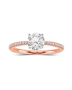 DiamondMuse 2.00 Cttw Round Swarovski White Solitaire Diamond Engagement Ring in Pink Tone over Sterling Silver