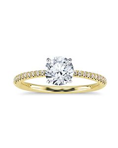 DiamondMuse 2.00 Cttw Round Swarovski White Solitaire Diamond Engagement Ring in Gold Tone over Sterling Silver