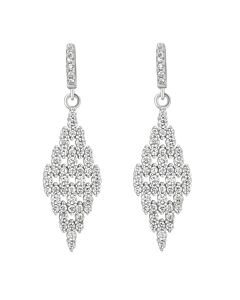 DiamondMuse 2.15 Carat T.W. White Cubic Zirconia Women's Dangling Earrings in Sterling Silver