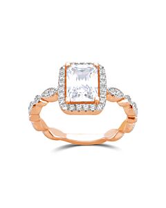 DiamondMuse 2.25 cttw Emerald Swarovski Twisted Shank Rose Tone Sterling Silver Engagement Ring for Women
