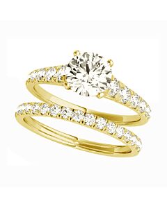 DiamondMuse 2.25 cttw Yellow Gold Plated Over Sterling Silver Round Swarovski Diamond Solitaire Bridal Set