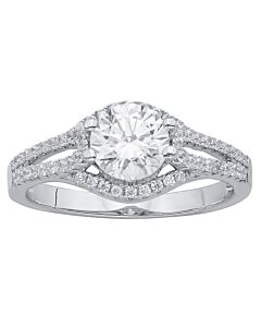 DiamondMuse 2.30 Carat T.G.W. Swarovski Crystal and Cubic Zirconia Split Shank Fashion Engagement Ring in Sterling Silver