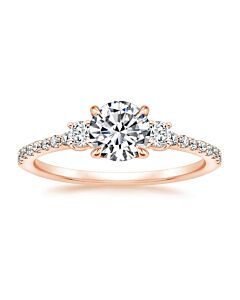 DiamondMuse 2.40 cttw Round Swarovski Diamond Three Stone Engagement Ring in Pink Plated Sterling Silver