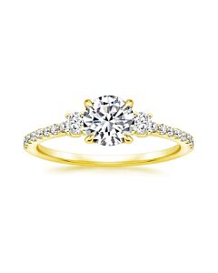 DiamondMuse 2.40 cttw Round Swarovski Diamond Three Stone Engagement Ring in Yellow Gold Plated Sterling Silver