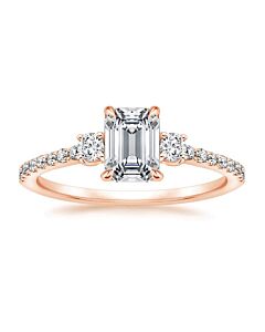 DiamondMuse 2.50 cttw Emerald Swarovski Pink Tone Sterling Silver Engagement Ring for Women