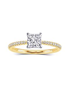 DiamondMuse 2.50 cttw Gold Tone Square Swarovski Diamonds White Solitaire Engagement Ring in Sterling Silver