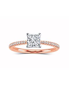 DiamondMuse 2.50 cttw Rose Tone Square Swarovski Diamonds White Solitaire Engagement Ring in Sterling Silver