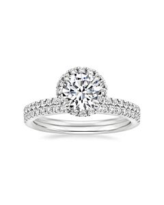 DiamondMuse 2.50 cttw Round Swarovski Sterling Silver Halo Diamond Bridal Set