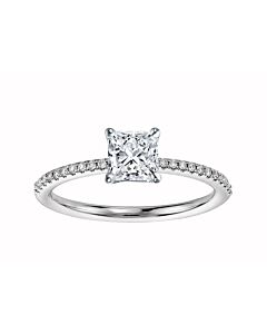 DiamondMuse 2.50 cttw Square Swarovski Diamonds White Solitaire Engagement Ring in Sterling Silver