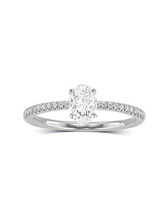 DiamondMuse 2.60 cttw Oval Swarovski Diamonds White Solitaire Engagement Ring in Sterling Silver