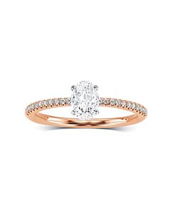 DiamondMuse 2.60 cttw Oval Swarovski Diamonds White Solitaire Rose Tone Engagement Ring in Sterling Silver