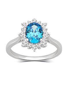 DiamondMuse 2.75 cttw Swiss Blue Cubic Zirconia Sterling Silver Engagement for Women