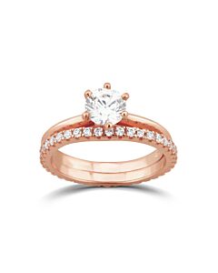 DiamondMuse 2.88 cttw Rose Gold Plated Over Sterling Silver Round Swarovski Diamond Solitaire Bridal Set