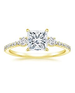 DiamondMuse 2.90 cttw Square Swarovski Diamonds Gold Tone Engagement Ring in Sterling Silver