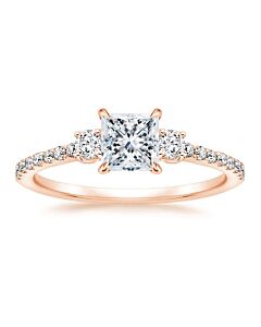 DiamondMuse 2.90 cttw Square Swarovski Diamonds Rose Tone Engagement Ring in Sterling Silver