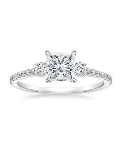 DiamondMuse 2.90 cttw Square Swarovski Diamonds White Engagement Ring in Sterling Silver