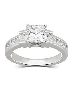 DiamondMuse 3.10 cttw Sterling Silver Princess Cut Cubic Zirconia Engagement Ring for Women