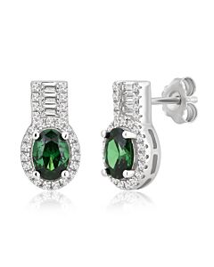DiamondMuse 3.90 Carat T.W. Created Emerald & Sapphire Women's Fashion Earrings in Sterling Silver