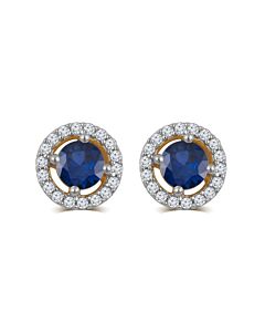 DiamondMuse Blue and White Sapphire Birthstone Earring in Sterling Silver
