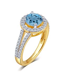DiamondMuse Created Aqua Gemstone Birthstone Sterling Silver Ring for Women
