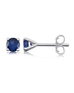 DiamondMuse Created Blue Sapphire Stud Earrings in Sterling Silver