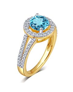 DiamondMuse Created Blue Topaz Gemstone Birthstone Sterling Silver Ring for Women