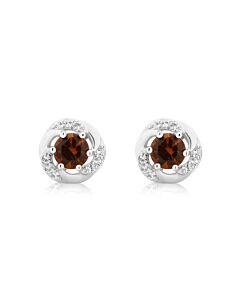 DiamondMuse Created Citrine and White Sapphire Gemstone Sterling Silver Six Prong Stud Earrings for Women
